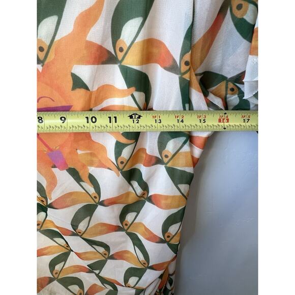 Farm Rio x Anthropologie Farm Rio Printed Toucan Sun Mesh Dress, Sz XL - Read - Picture 11 of 12